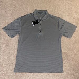 Men's Nike x Tiger Woods Platinum Gray Striped Polo Shirt